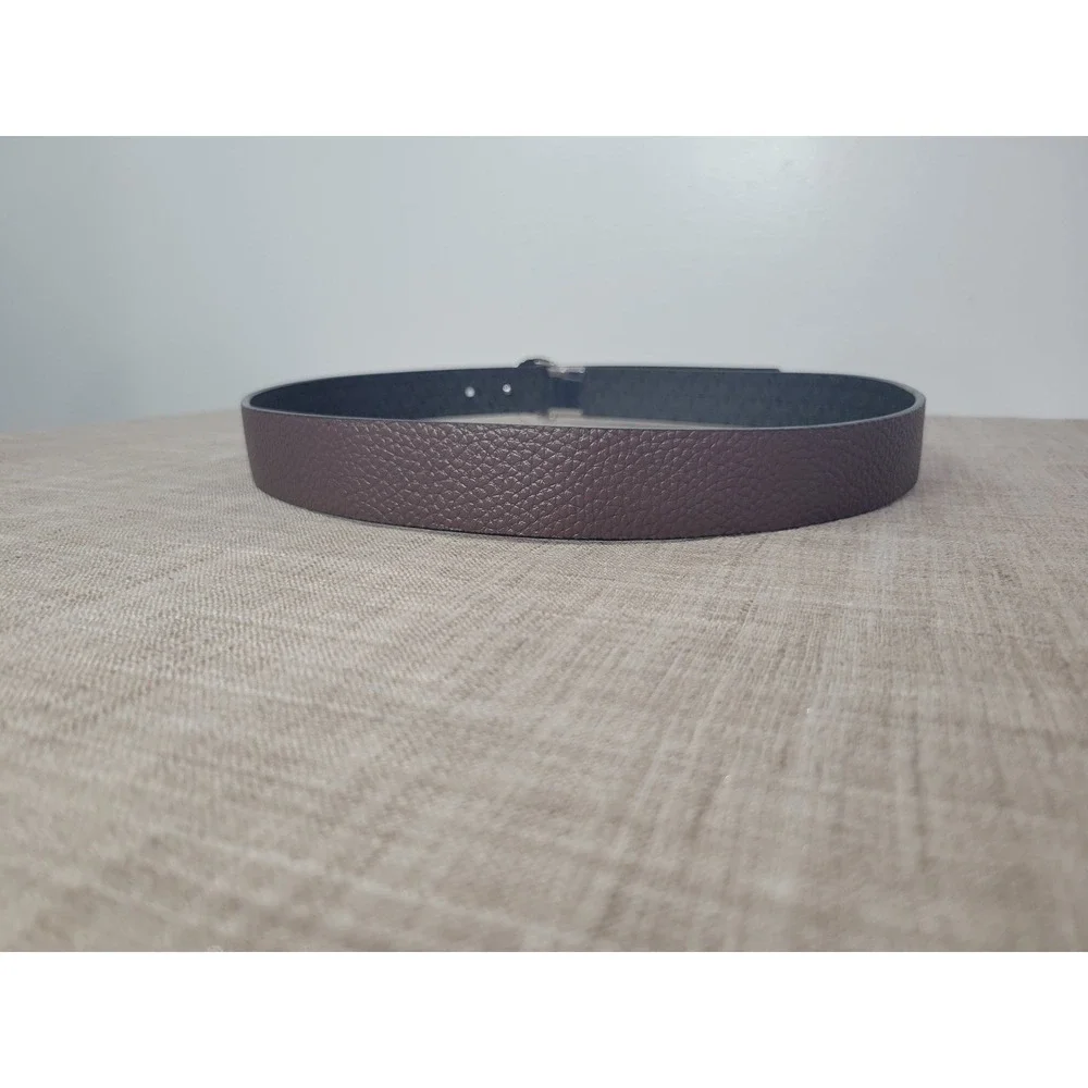 Michael Kors Reversible Belt Brown Pebbled Black Monogram MK Logo Buckle Medium